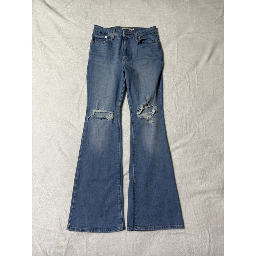 Levis 726 Flare Jeans Womens 28 Blue High Rise Light Wash Stretch Boho 28x30